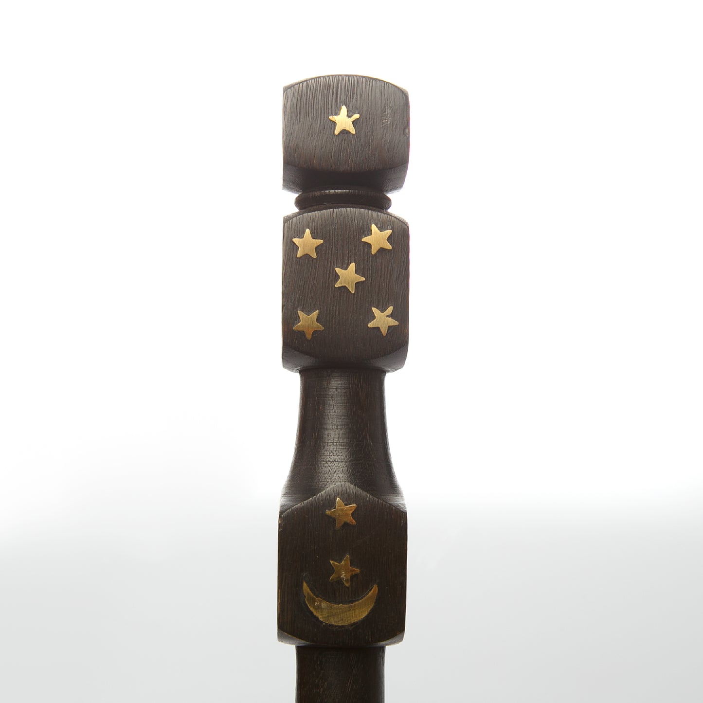 15" Ritual Natural Mango Wood Wand | Brown Wood with Gold Stars & Moon