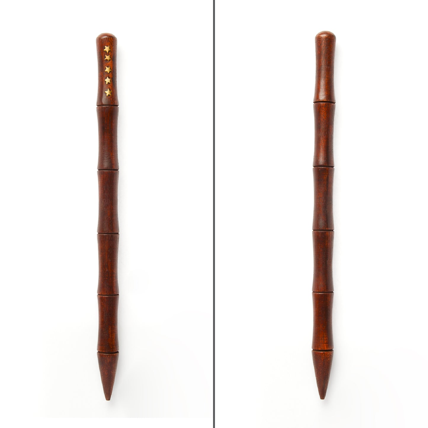 15" Ritual Natural Mango Wood Wand | Brown Wood with Gold Stars