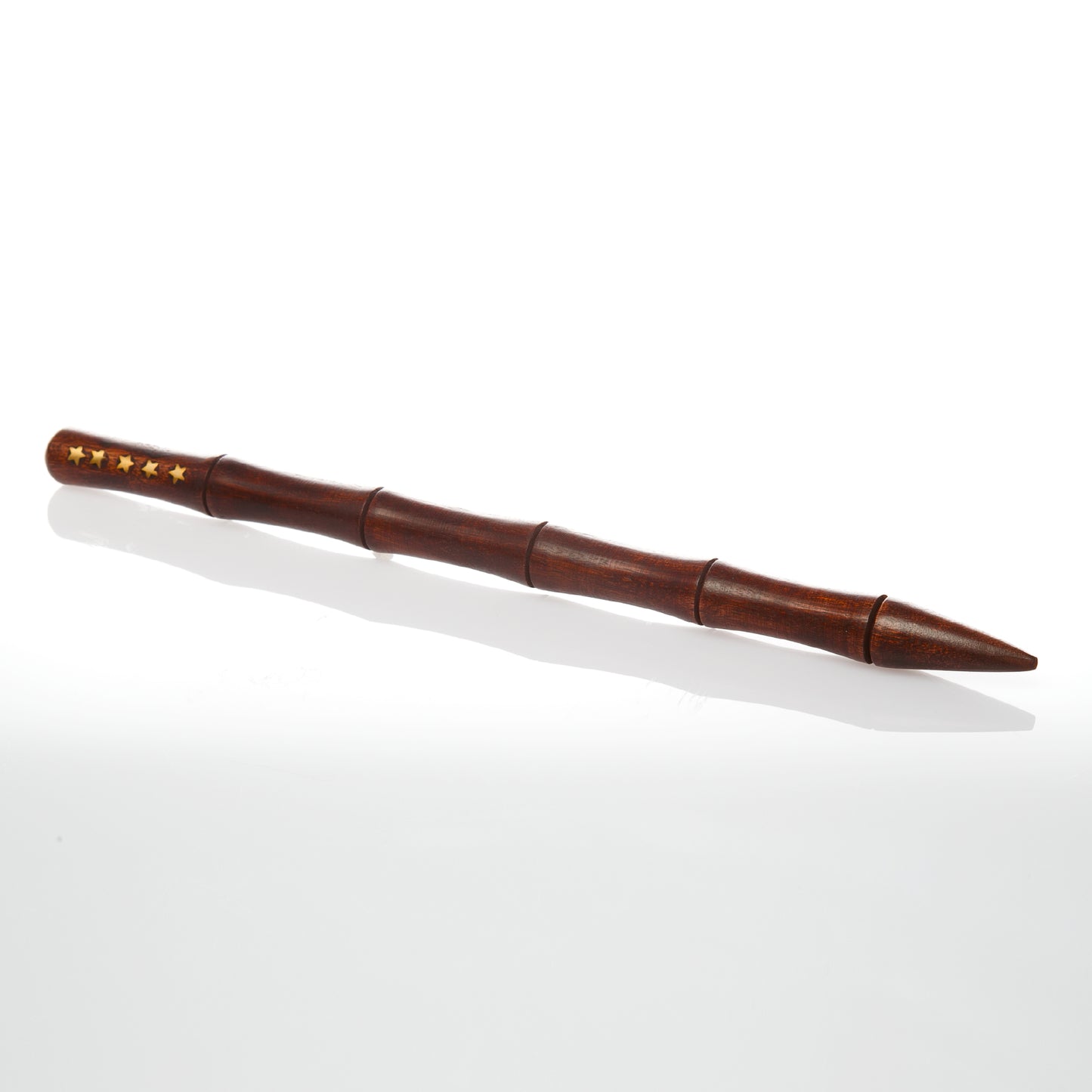 15" Ritual Natural Mango Wood Wand | Brown Wood with Gold Stars