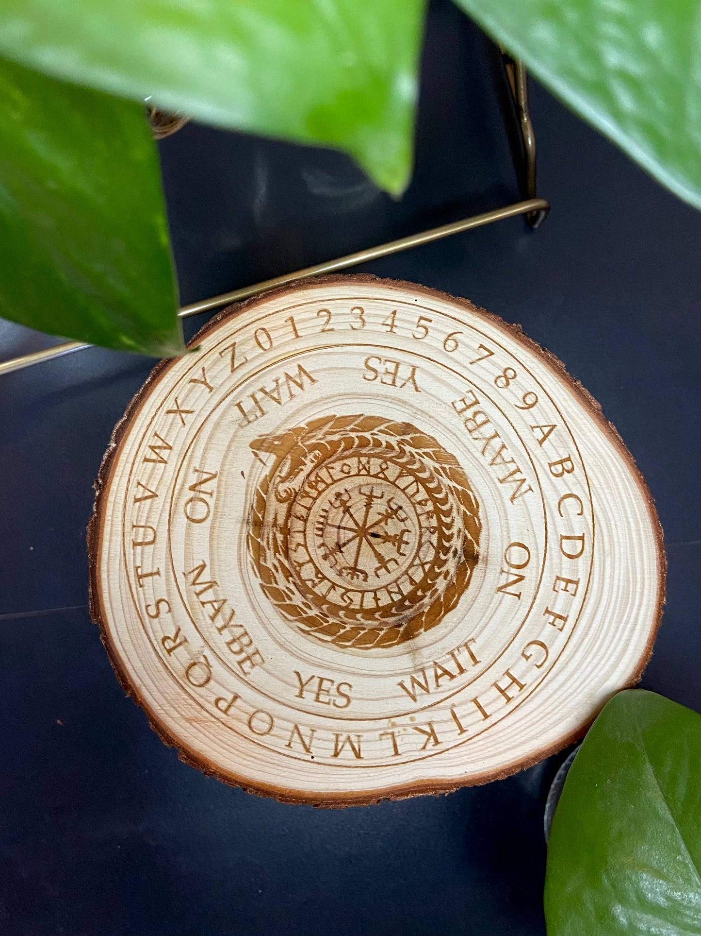 Natural Wood Nordic Ouroboros Engraved Pendulum Board