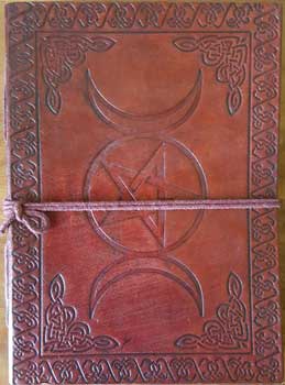 Triple Moon Third Eye Stone journal spell book grimoire leather journal  antique