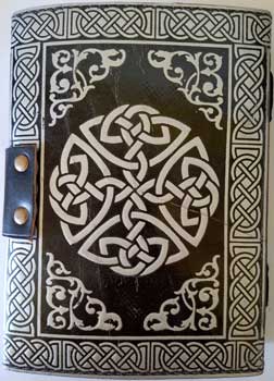 Black & Silver Pentacle Celtic Leather Blank Book | 5" x 7"
