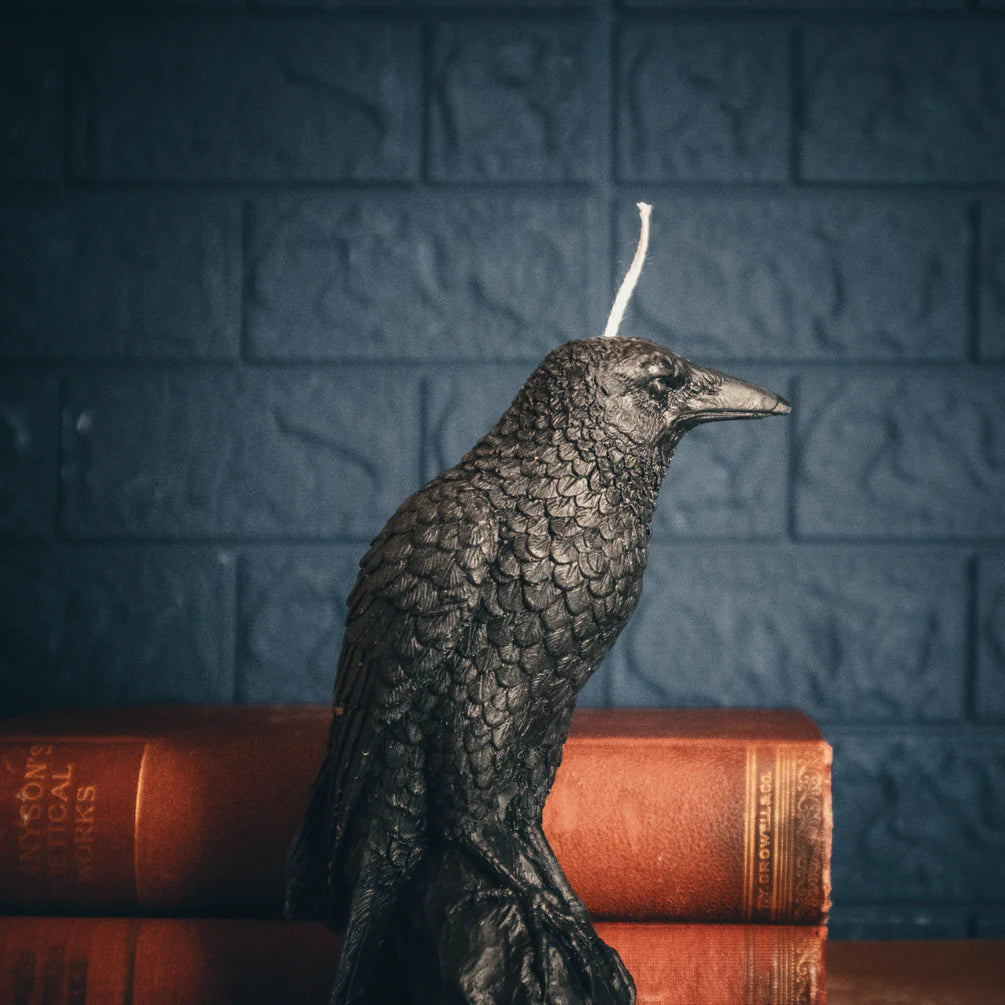 PERCHED RAVEN | PILLAR CANDLE ~ BLACK