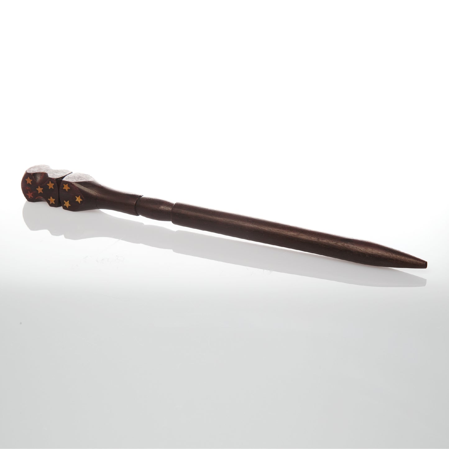 15" Ritual Natural Mango Wood Wand | Brown Wood with Gold Stars
