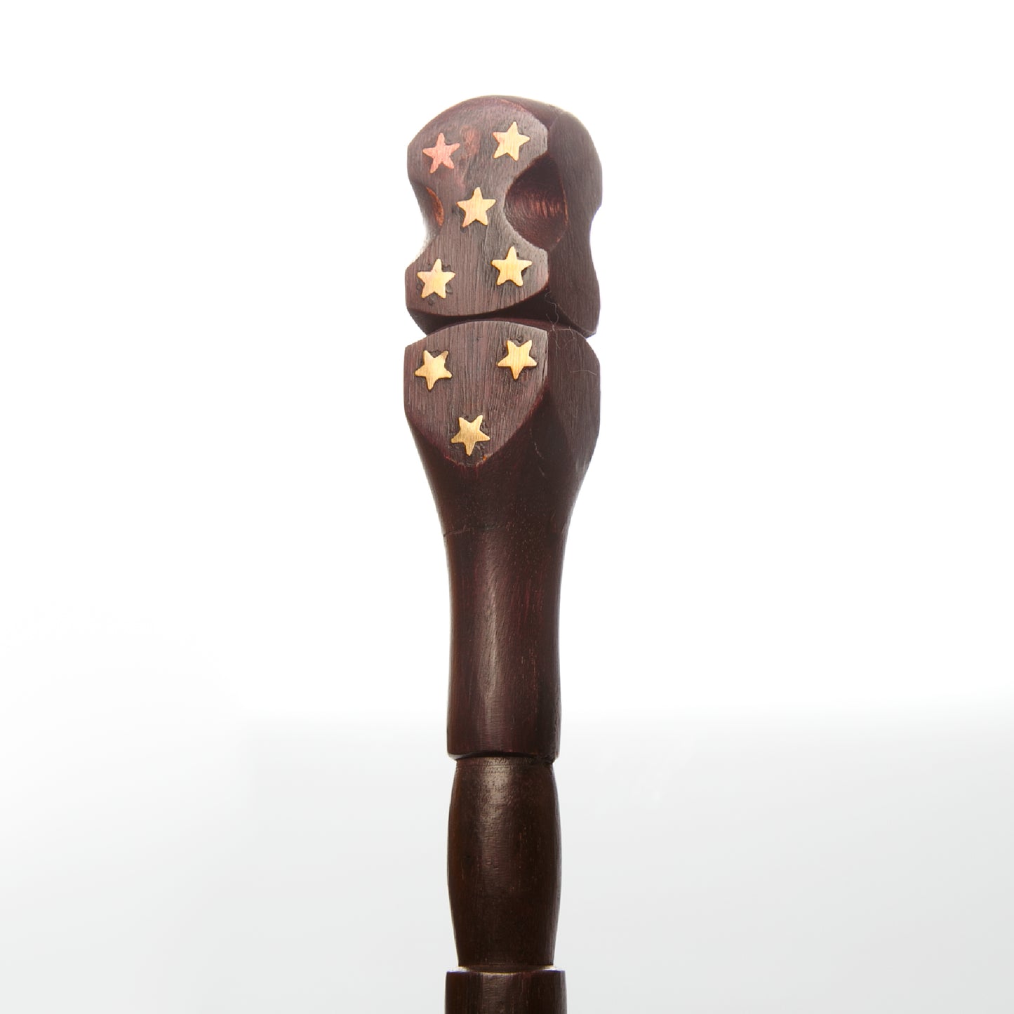 15" Ritual Natural Mango Wood Wand | Brown Wood with Gold Stars