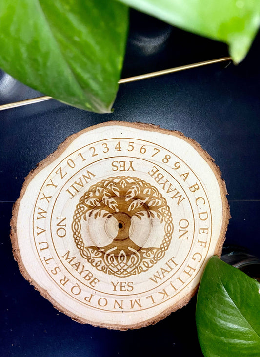 Natural Wood Tree of Life Engraved Pendulum Board
