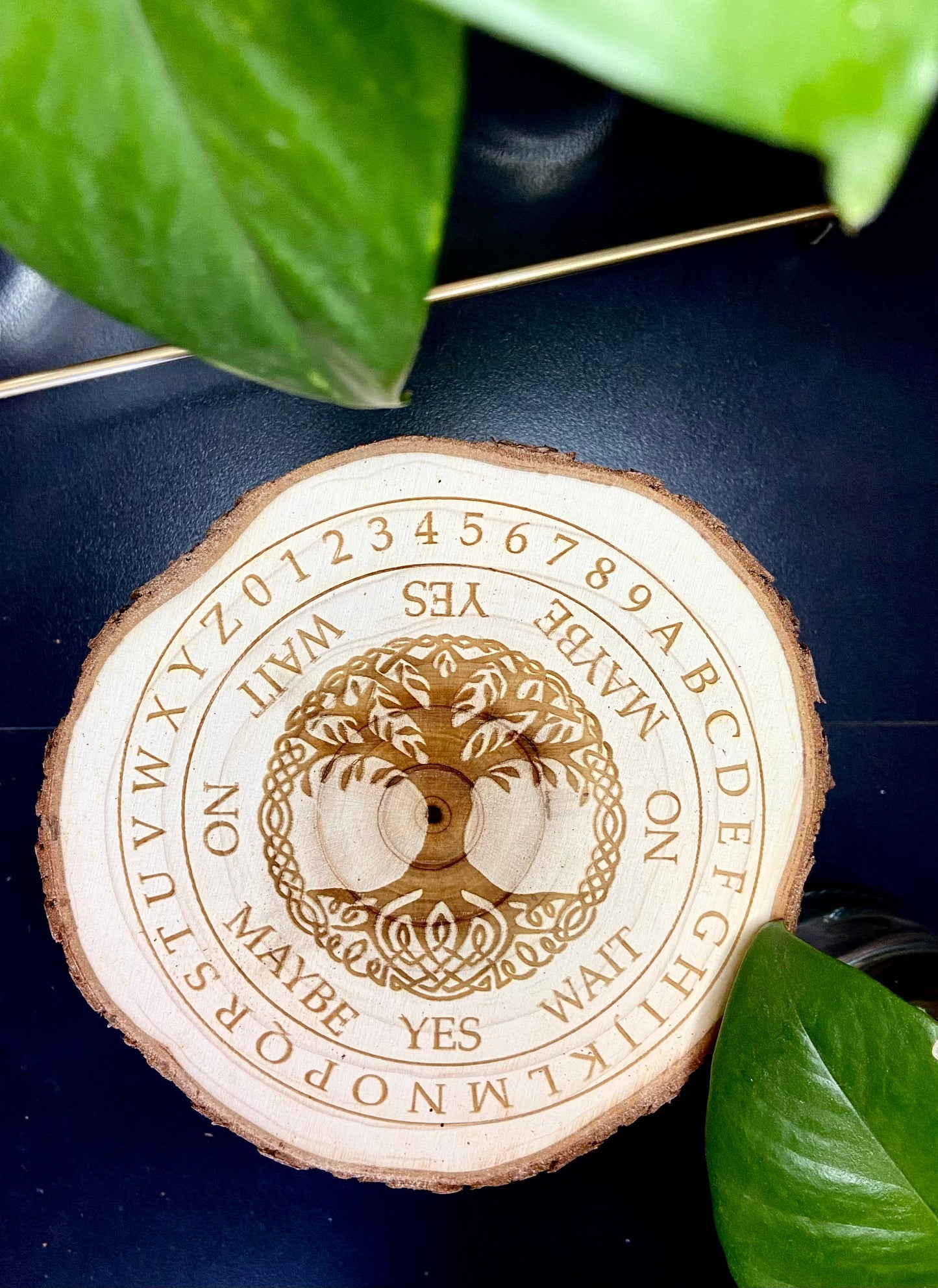 Natural Wood Tree of Life Engraved Pendulum Board