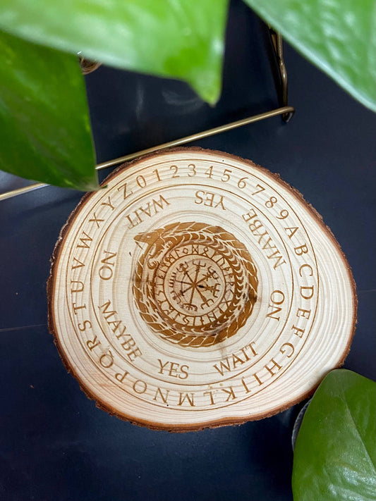 Natural Wood Nordic Ouroboros Engraved Pendulum Board