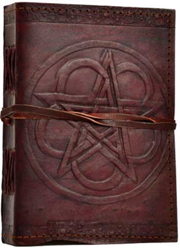 Large Pentagram Leather Blank Book with Cord | 7 x 10 in