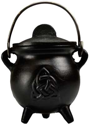 3" Triquetra Cast Iron Cauldron with Lid