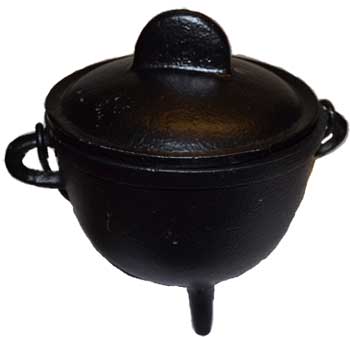 5" Black Cast Iron Cauldron with Lid