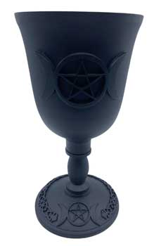 Triple Moon & Pentagram Black Cast Iron Chalice