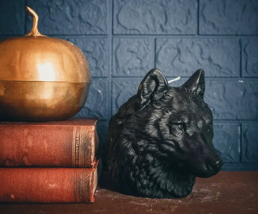 WOLF HEAD | PILLAR CANDLE ~ BLACK