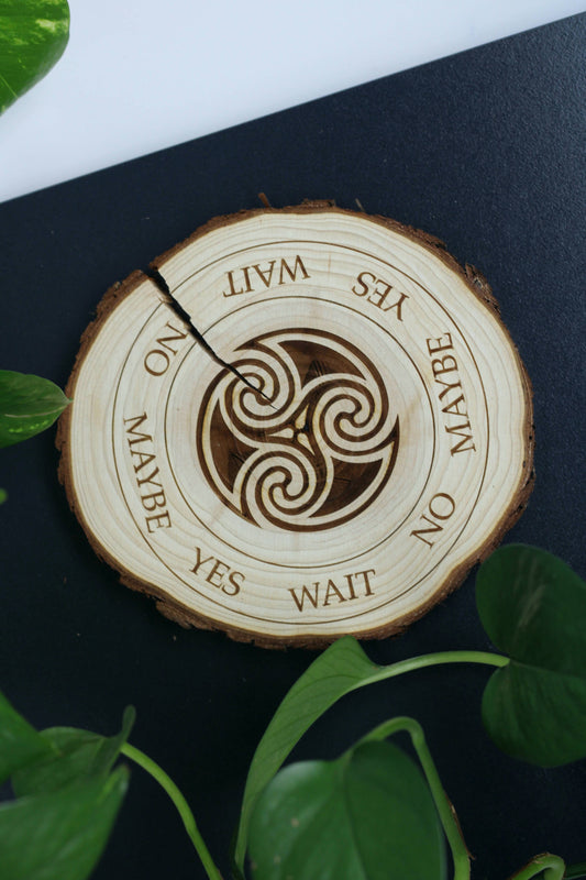 Natural Wood Triskelion Engraved Pendulum Board